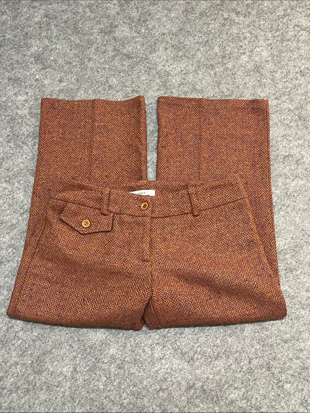 Vince Purple and Gold Herringbone Tweed Cropped Trousers